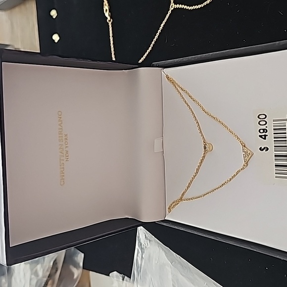 NIB Christian Siriano double layered white triangle and circle stone pendant - Picture 3 of 3
